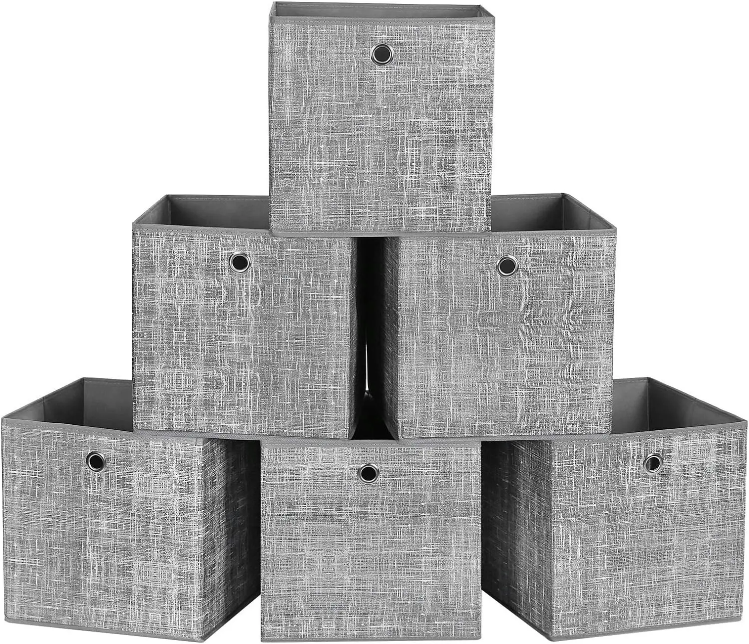 6x SONGMICS Non Woven Fabric Foldable Cube Organiser Box Storage Boxes - Grey