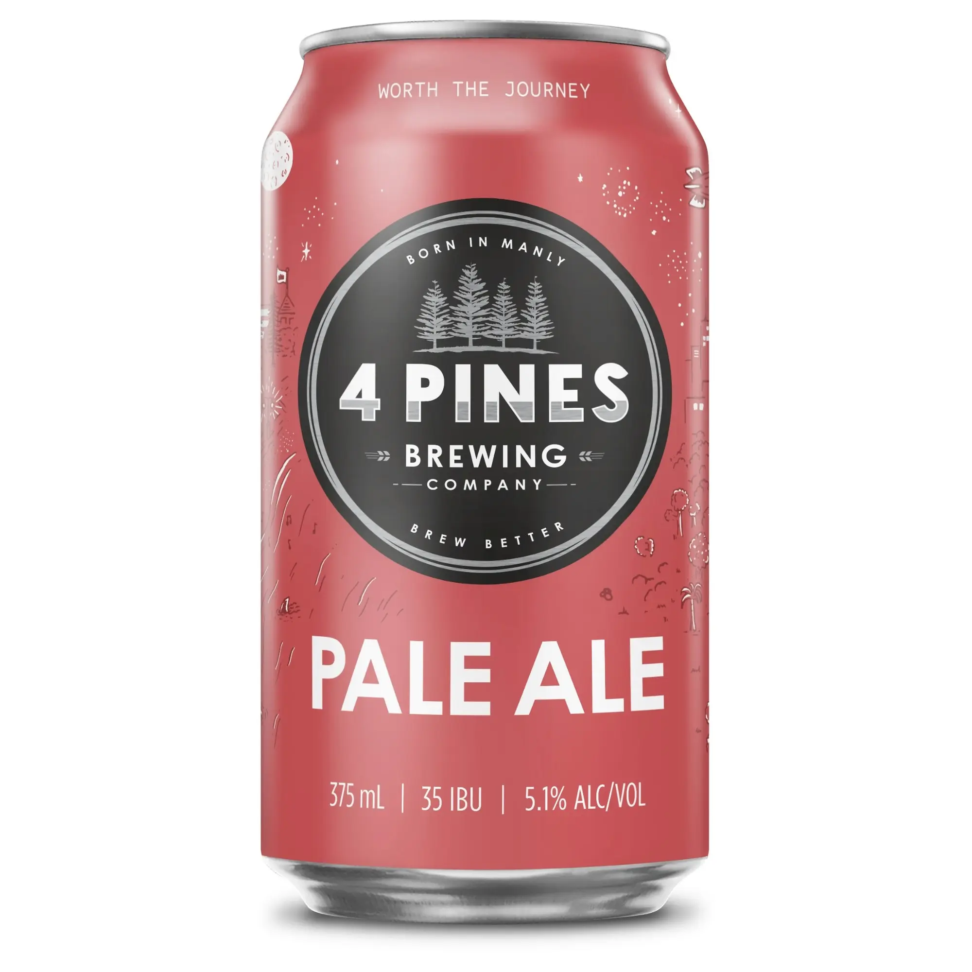 4 Pines Pale Ale, American Style Pale Ale, Hoppy & Crisp, 5.1% ABV, 375mL (Case of 18 Beer Cans).