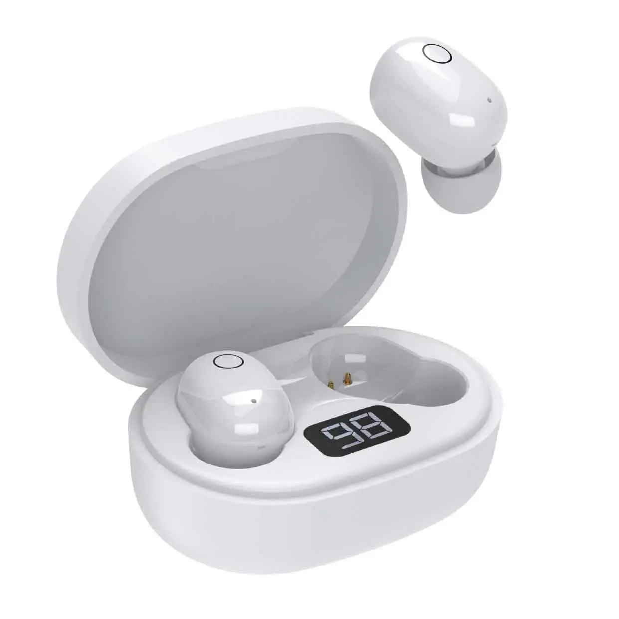 Laser TWS Earbuds with Noise-Canceling ENC & LED Display White