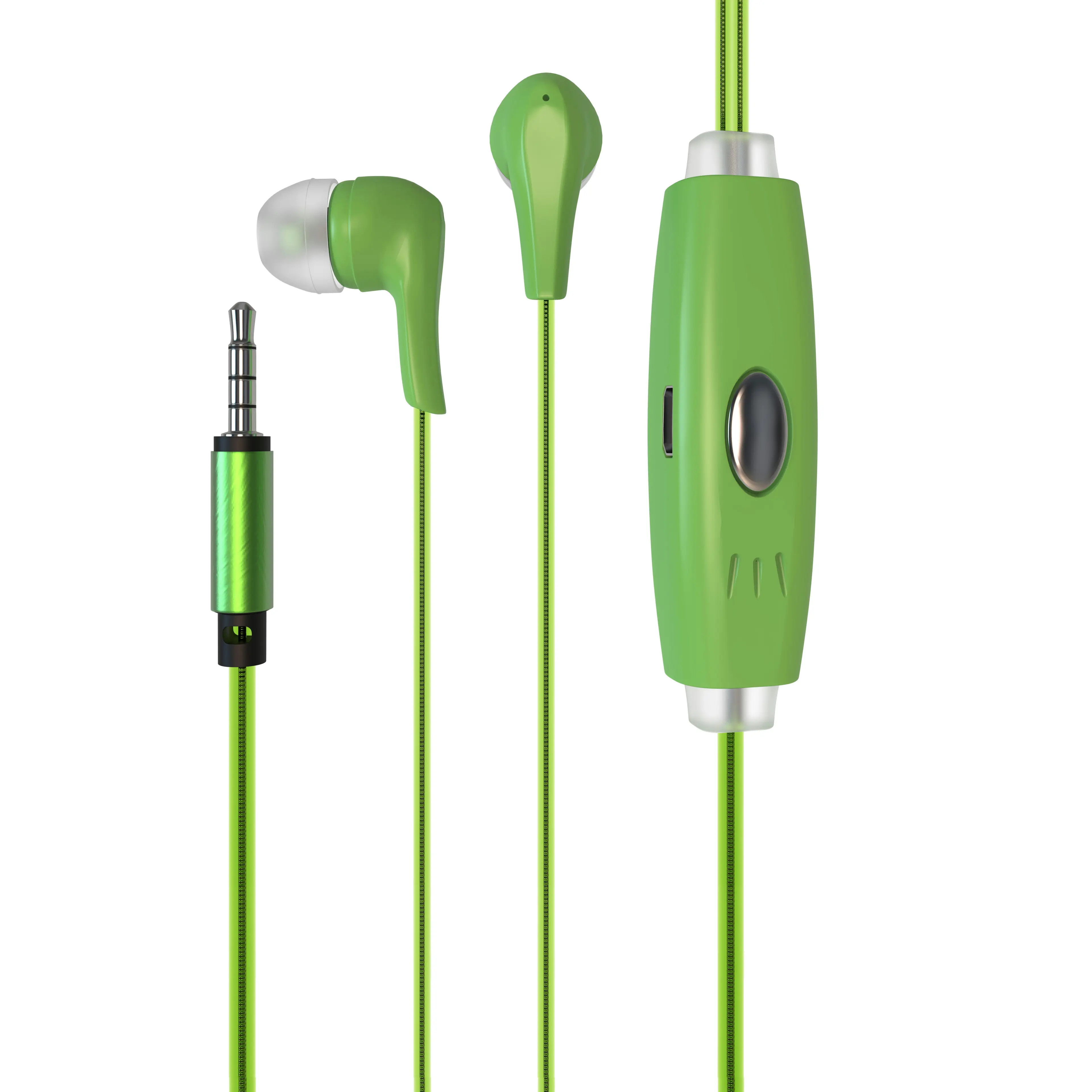 Laser Kids Glowing LED Earbuds Green, Light up Cable, Built in Mic