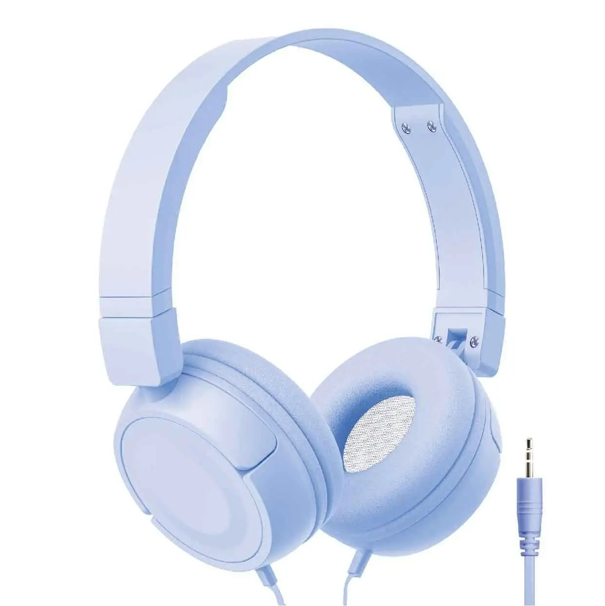 Laser Blue On-Ear Wired Headphones - Foldable, AUX, Comfortable Fit