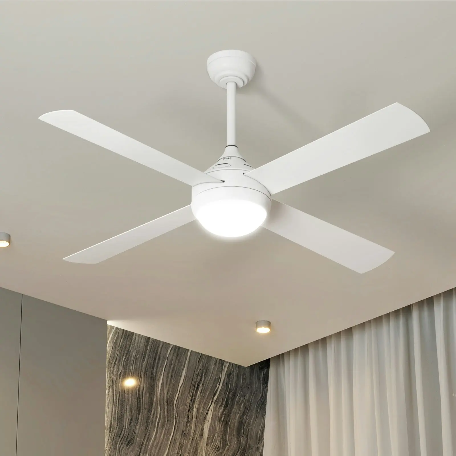 Vevare 52'' Ceiling Fan AC Motor with LED Light Remote Control White