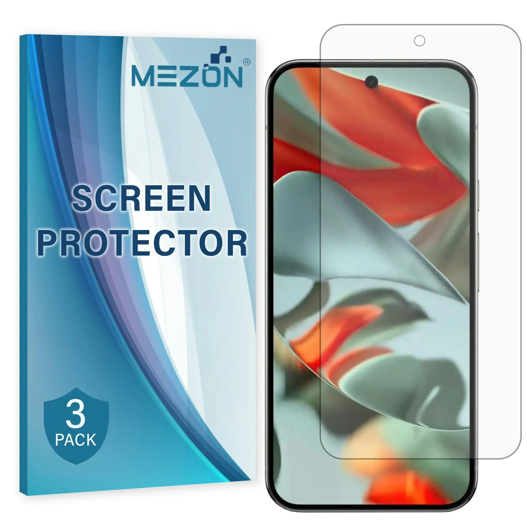 [3 Pack] MEZON Google Pixel 9 Pro Clear Screen Protector Case Friendly Film (Pixel 9 Pro, Clear)