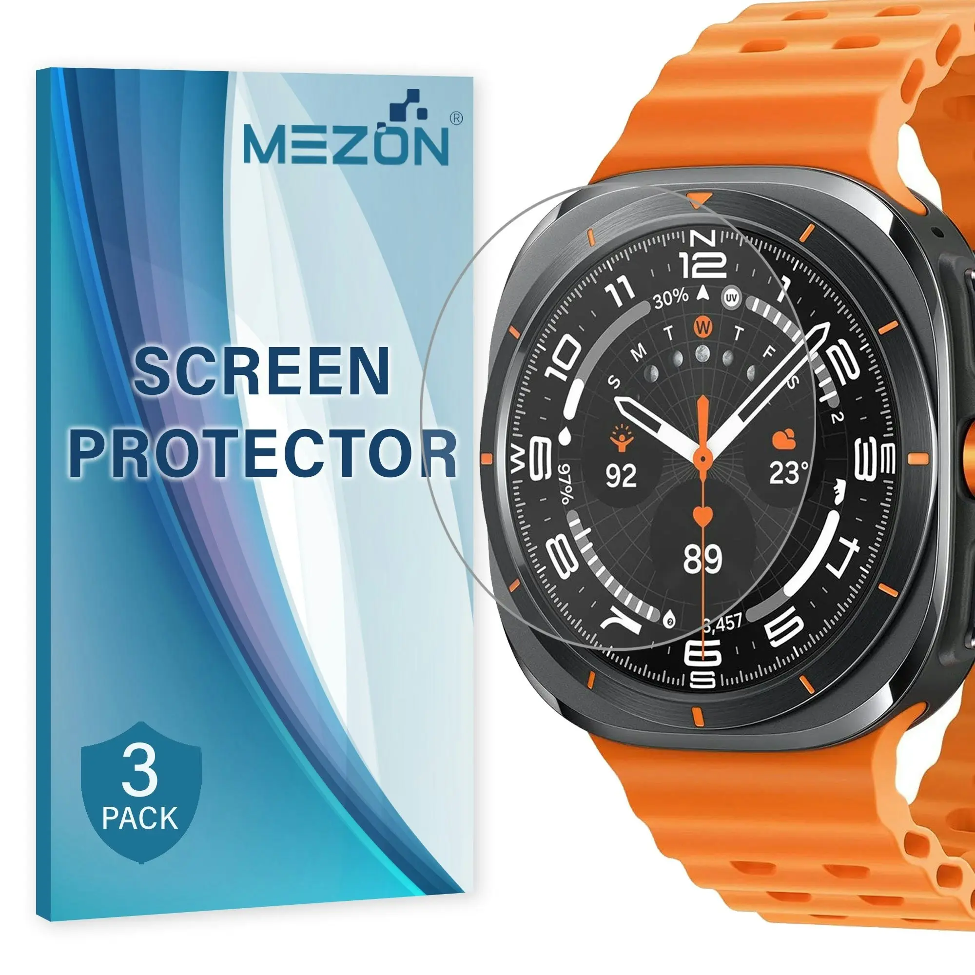 [3 Pack] MEZON Samsung Galaxy Watch Ultra (47 mm) Ultra Clear TPU Film Screen Protectors – Shock Absorption (Watch Ultra 47mm, Clear)