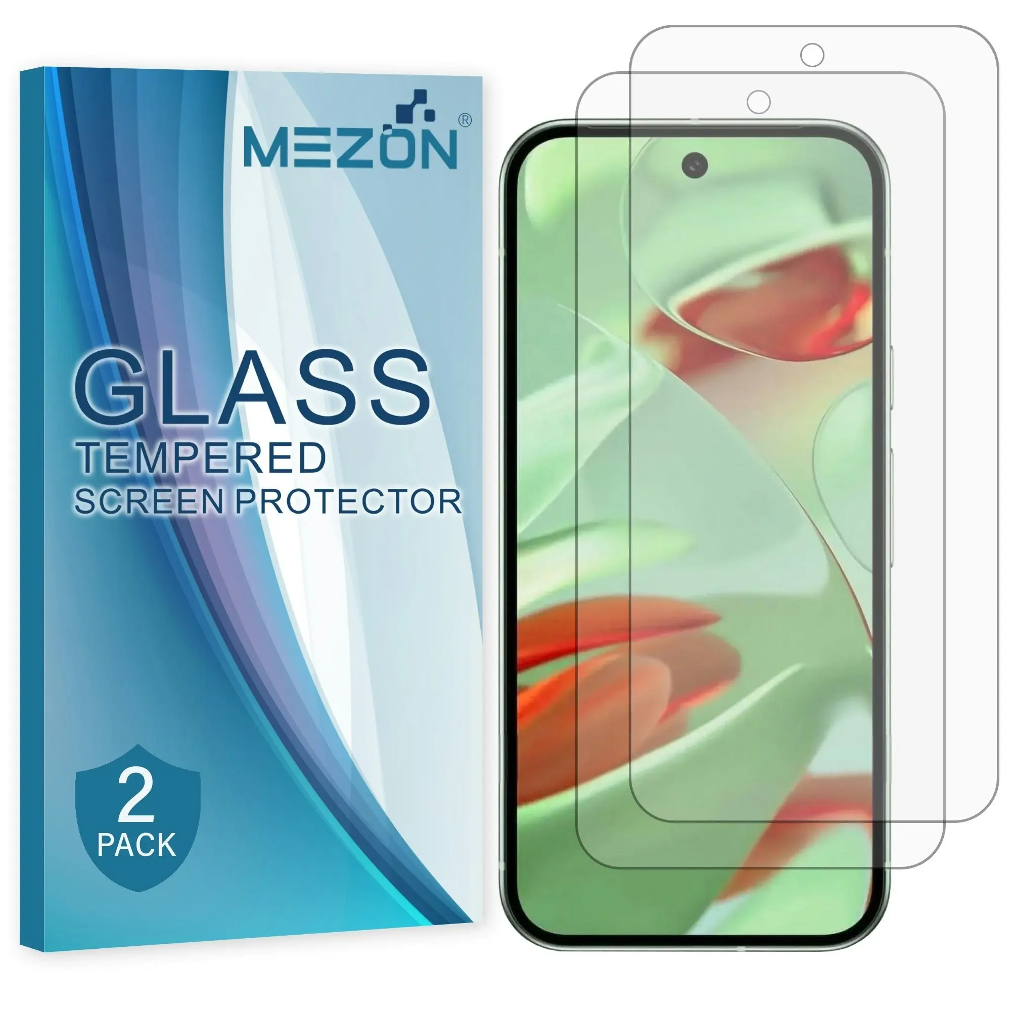 [2 Pack] MEZON Google Pixel 9 Tempered Glass Crystal Clear Premium 9H HD Case Friendly Screen Protectors (Pixel 9, 9H)