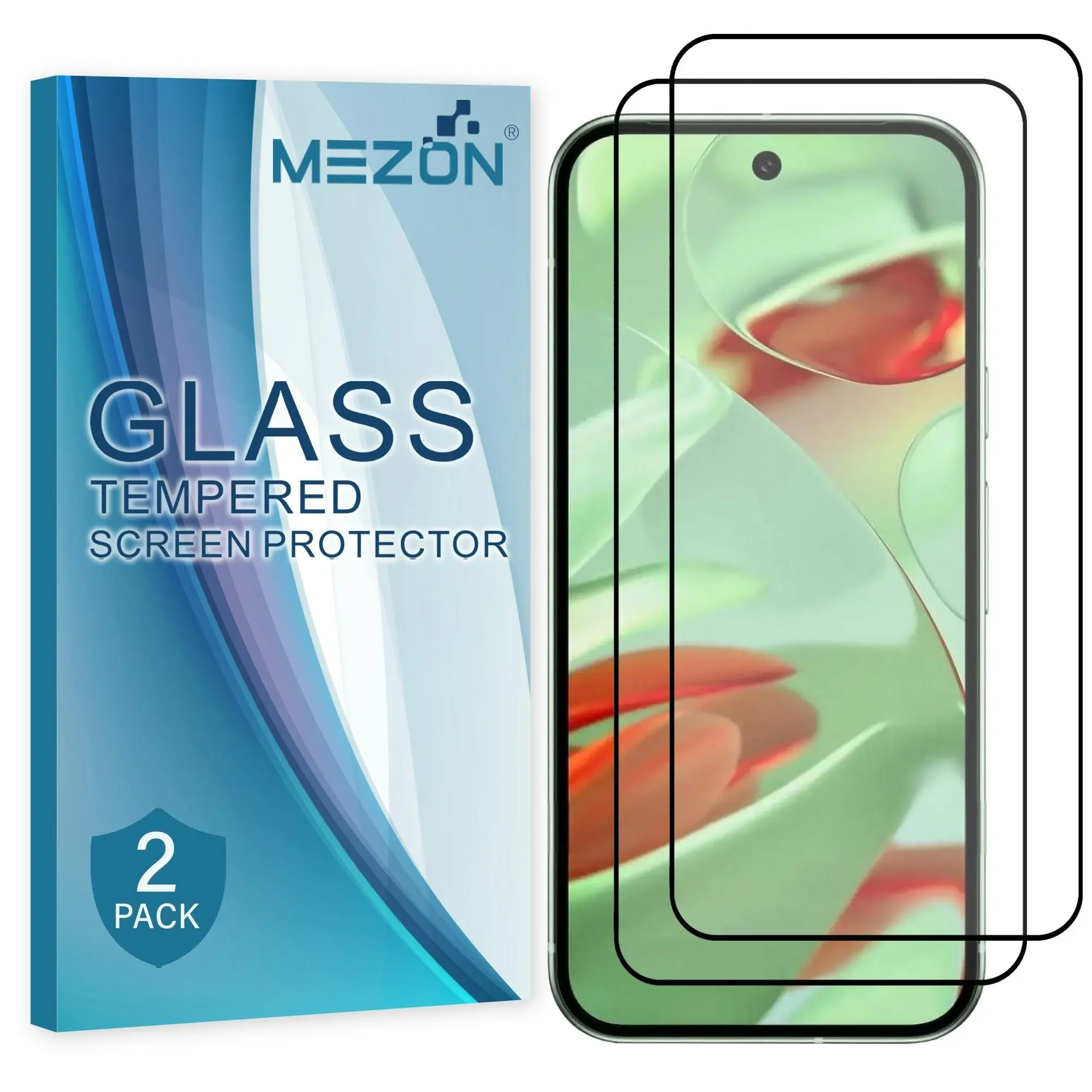 [2 Pack] MEZON Google Pixel 9 Tempered Glass Full Coverage Crystal Clear Premium 3D Edge 9H HD Screen Protectors