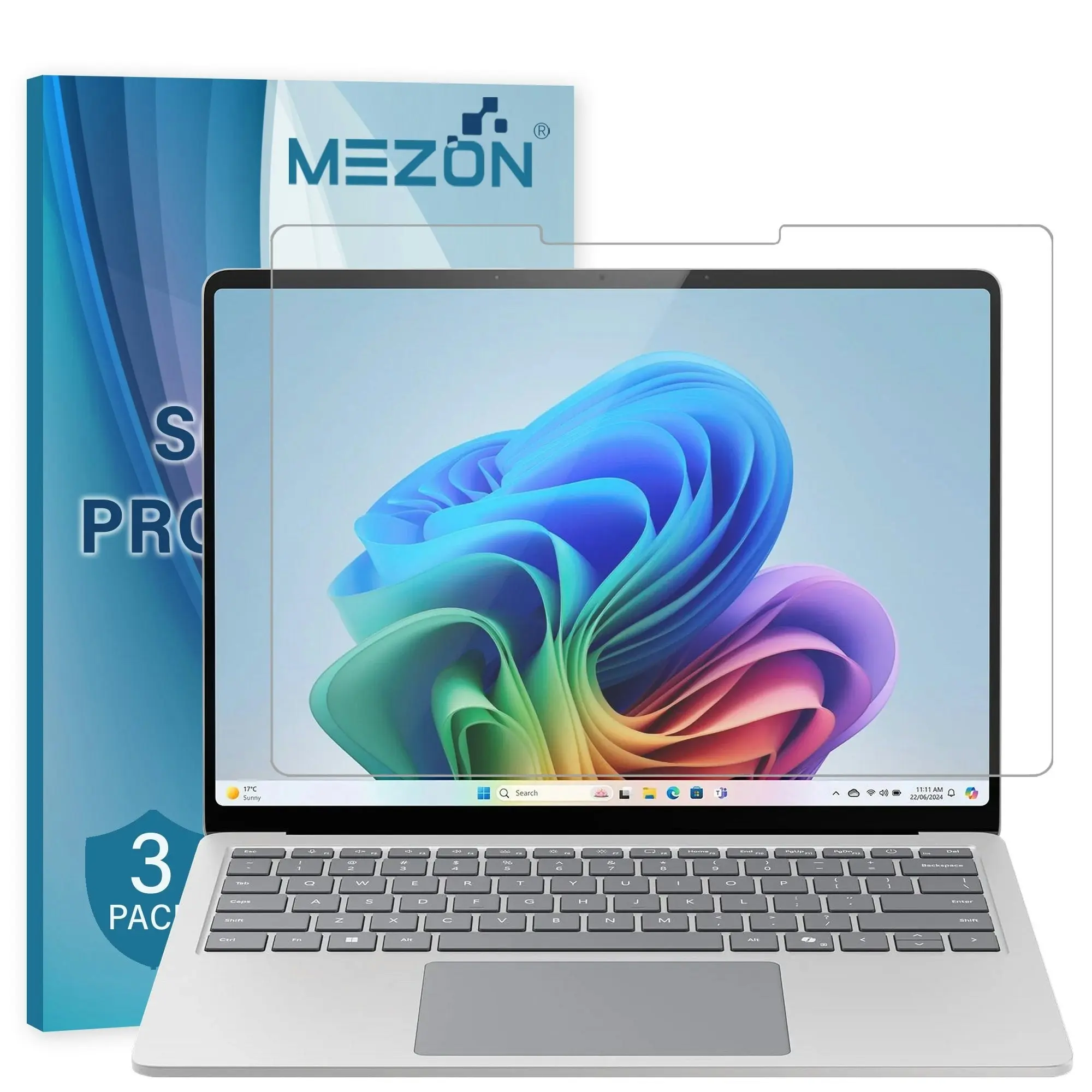 [3 Pack] MEZON Microsoft Surface Laptop 7 (13.8") Ultra Clear Film Screen Protector – Case and Surface Pen Friendly