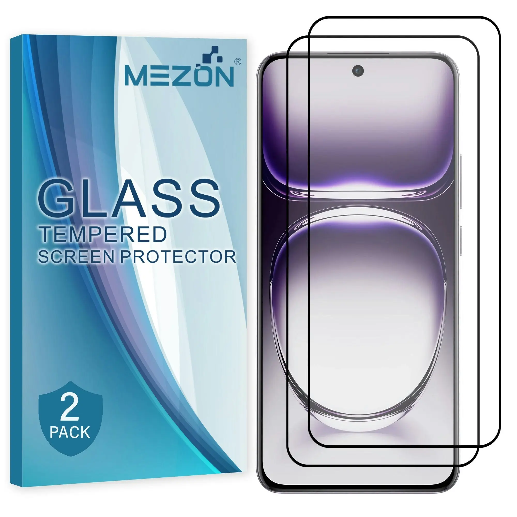 [2 Pack] MEZON Full Coverage Tempered Glass for OPPO Reno12 Pro 5G Crystal Clear Premium 9H HD Screen Protector (OPPO Reno12 Pro 5G, 9H Full)