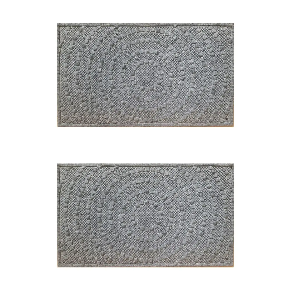 2PK Solemate Marine Cpt Grey Circles 45x75cm Stylish Outdoor Entrance Doormat