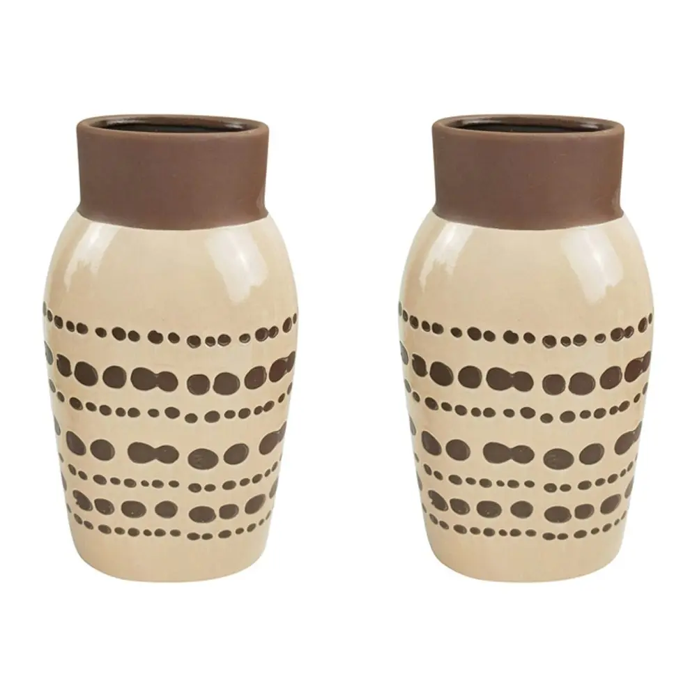 2x Urban Remy 26cm Ceramic Plant/Flower Vase Home Decor Display Pot Medium Mocha