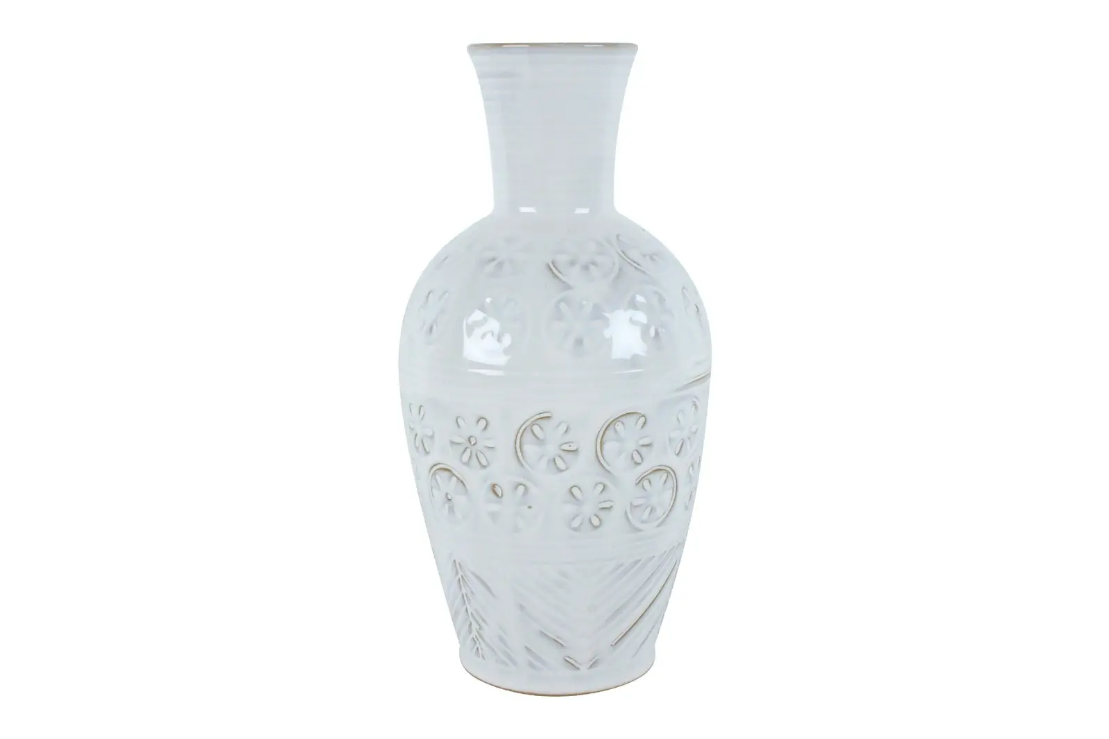 Maine & Crawford 27x14cm Bobi Floral Olpe Vase Stone Home/Garden Decor White