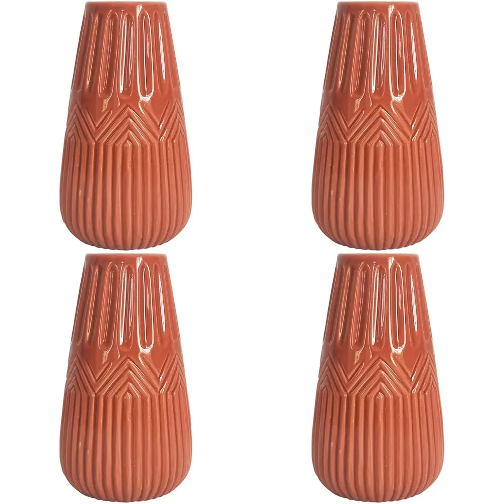 4x Urban Zari 14cm Ceramic Plant/Flower Vase Home Display Pot Small Terracotta