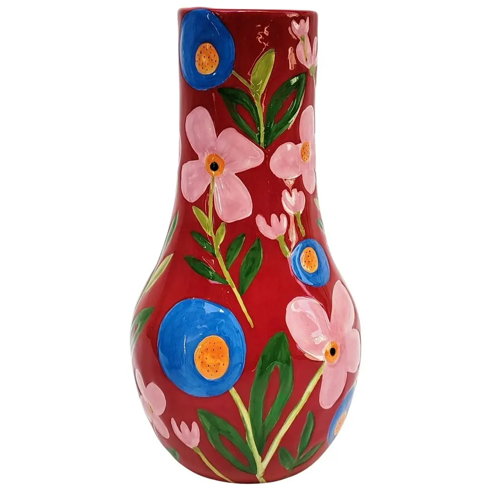 Urban Products Naive Floral Home Shelf Decor Decorative Flower Vase Red 34cm