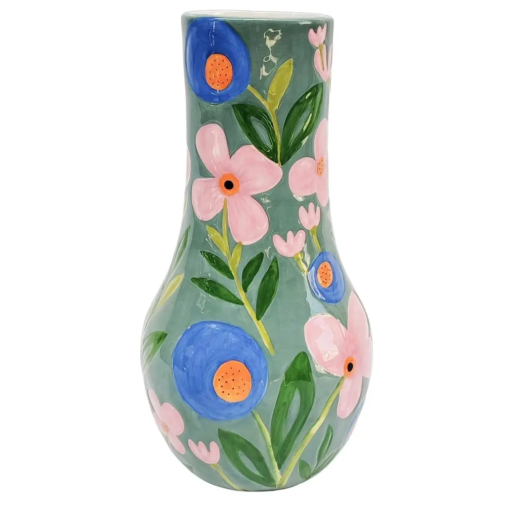 Urban Products Naive Floral Home Shelf Decor Decorative Flower Vase Sage 34cm