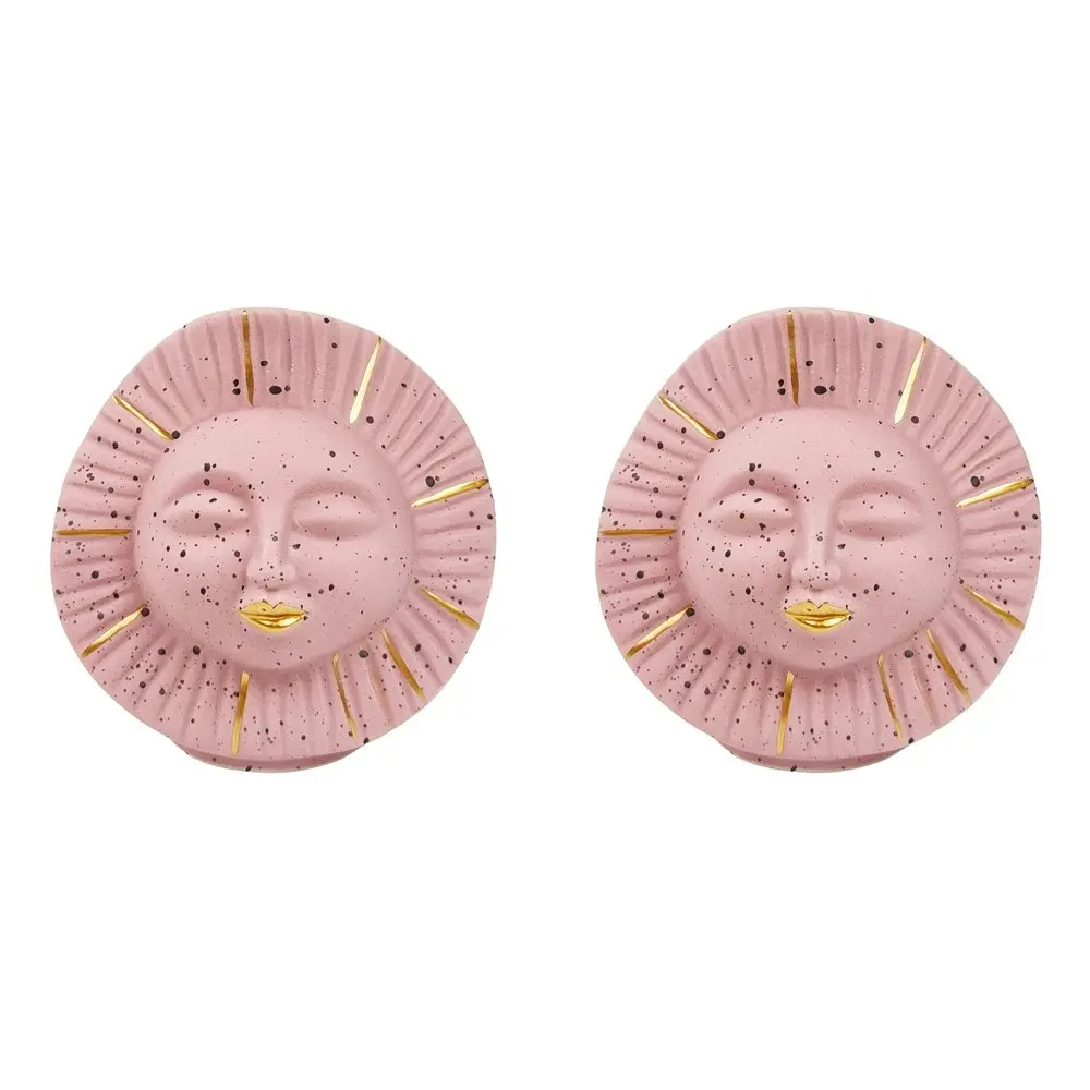 2x Urban Sun Face 12cm Ceramic Flower Vase Small Decorative Display Light Pink