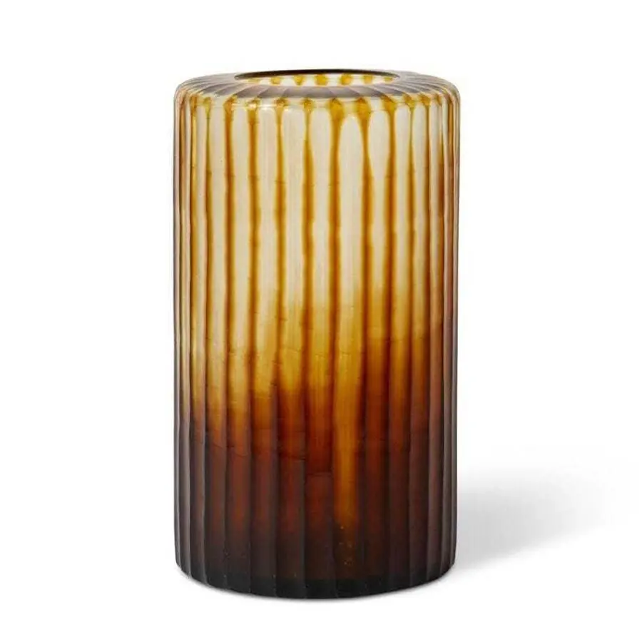 E Style 31cm Glass Cillian Plant/Flower Vase Tabletop Display Decor Amber