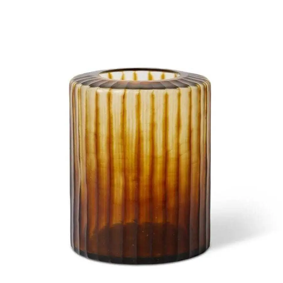 E Style 22cm Glass Cillian Plant/Flower Vase Tabletop Display Decor Amber