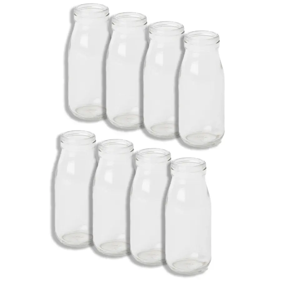 8x E Style 14cm Glass Milk Bottle Home Decorative Flower/Foliage Vase Clear