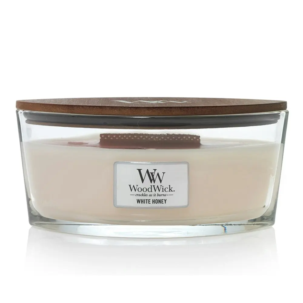 WoodWick 453g Scented Home Fragrance Soy Wax Candle White Honey Ellipse White