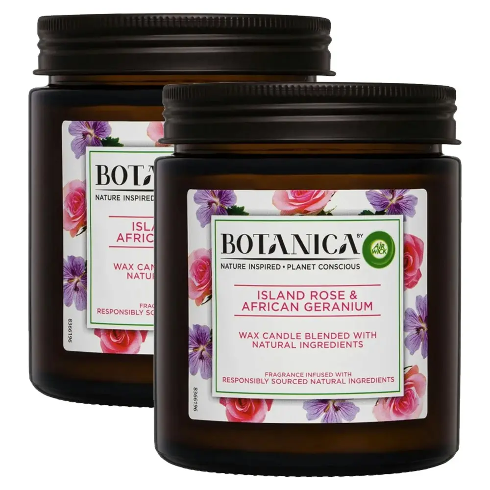 2PK Air Wick Botanica Scented Fragrance Wax Candle Island Rose/African Geranium