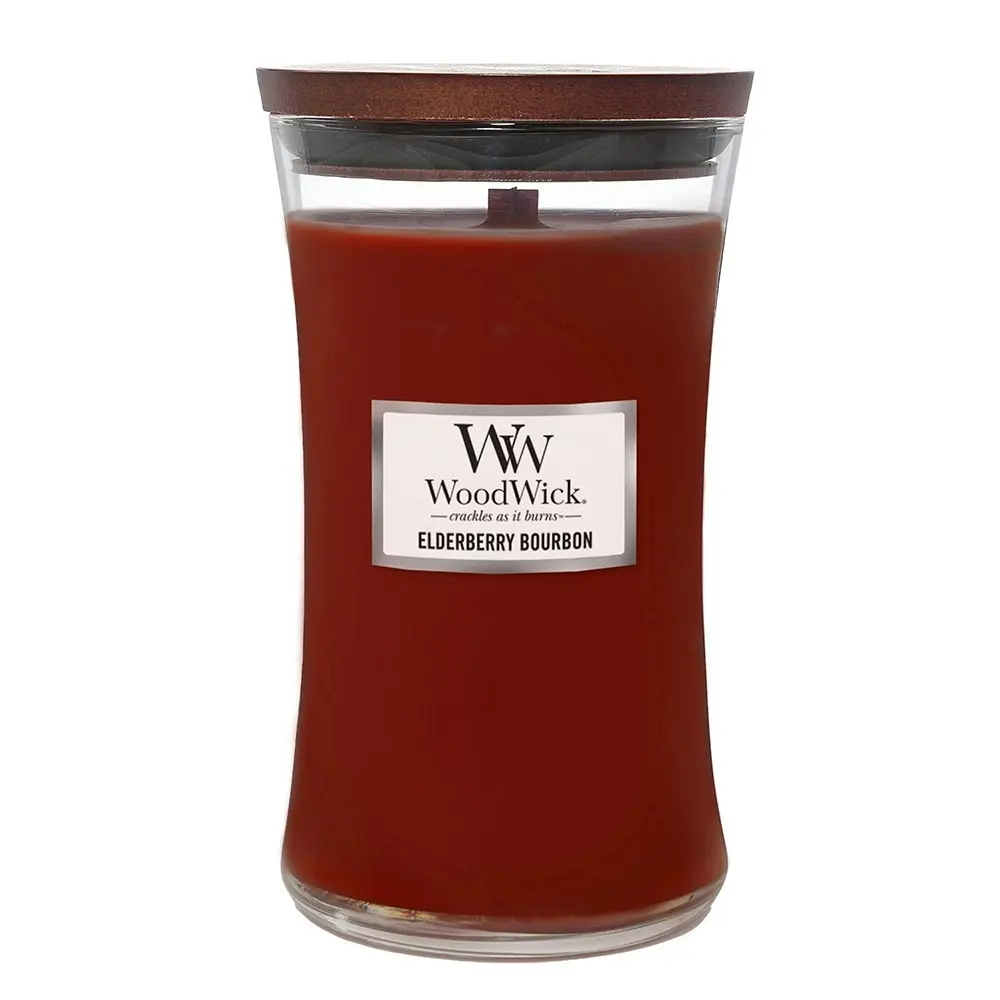 WoodWick 609g Scented Fragrance Soy Wax Candle Elderberry Bourbon Large Red