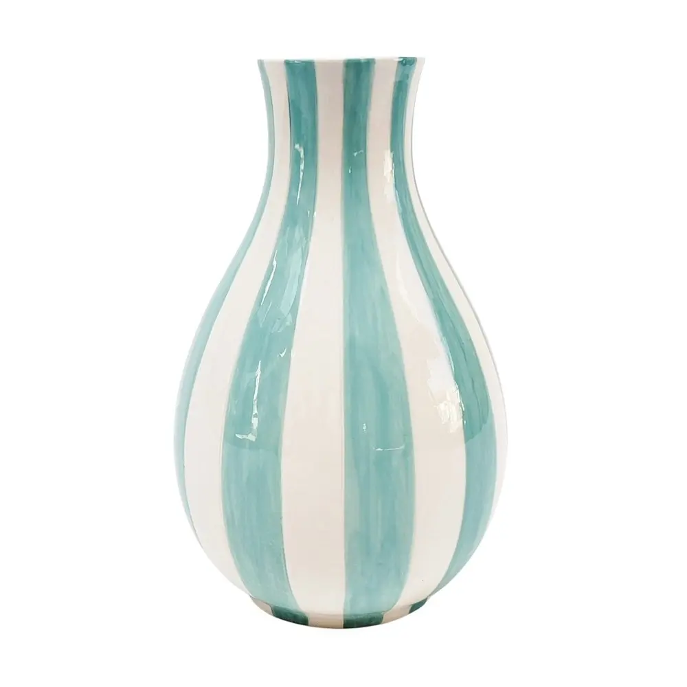 Urban Products Home Shelf Decor Decorative Striped Flower Vase Blue 18cm