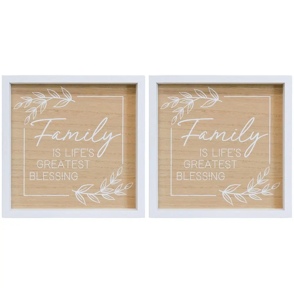 2x LVD 24cm MDF Family Blessing Sign Wall Hanging Home Decor Shelf Display