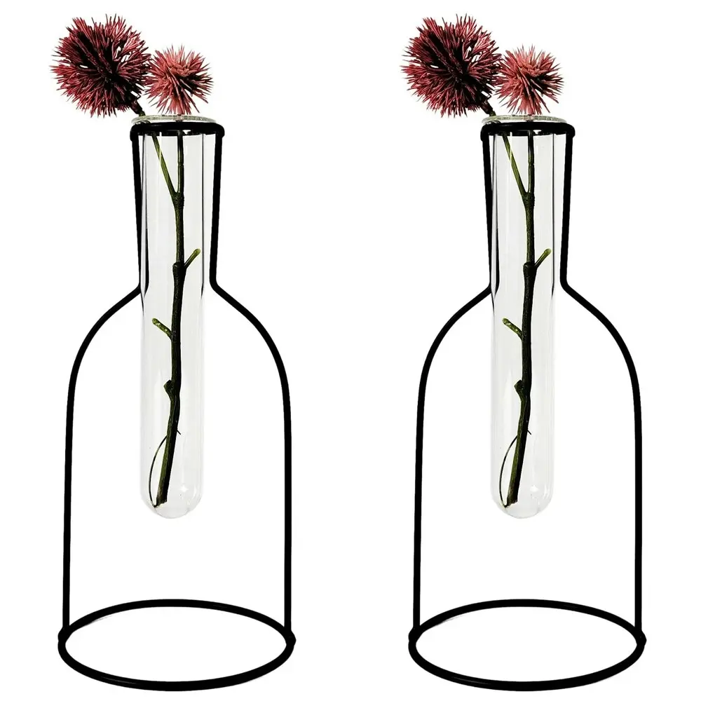 2x Urban Products Kinkora Bottle Frame Home Decor Glass Test Tube Vase Black