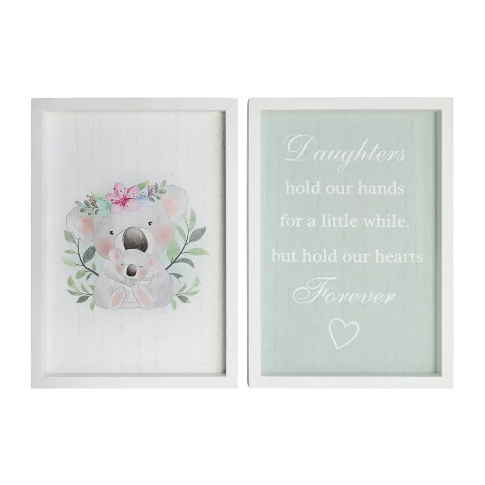 2pc MDF 28cm Daughters Forever Sign Kids Bedroom Decor Plaque Set Green/White