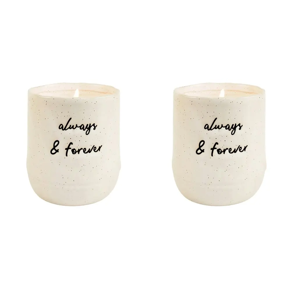 2x Urban Positivity Quote 9cm Scented Vanilla Wax Candle Always & Forever White