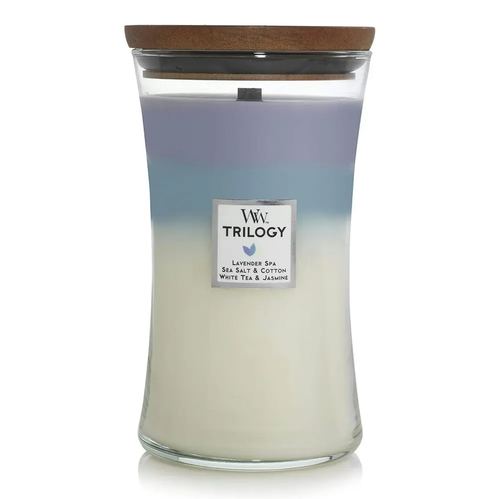 WoodWick Calming Retreat Trilogy Scented Crafted Candle Glass Wax w/ Lid Large