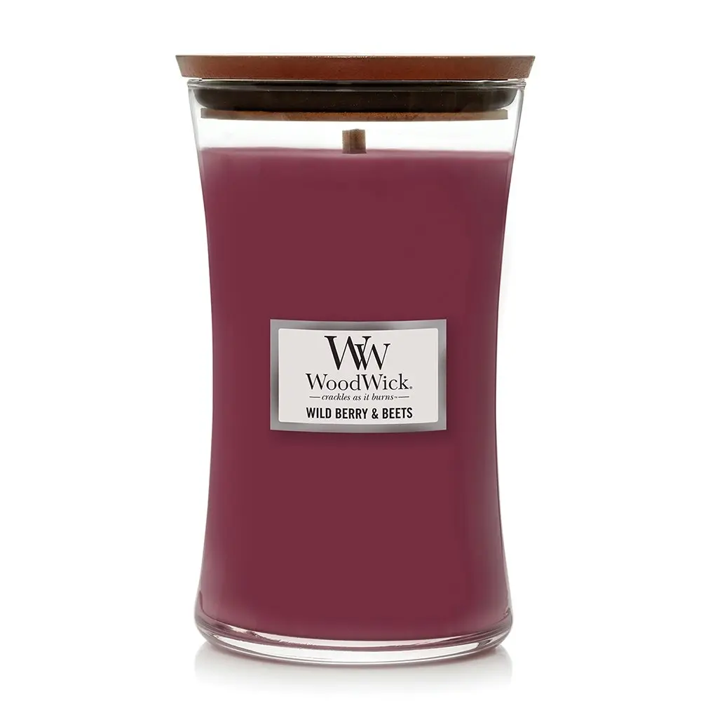 WoodWick Wild Berry & Beets Scented Crafted Candle Glass Jar Wax w/ Lid Large