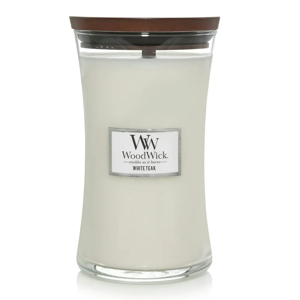 WoodWick 609g Scented Soy Wax Home Fragrance Soy Wax Candle White Teak Large