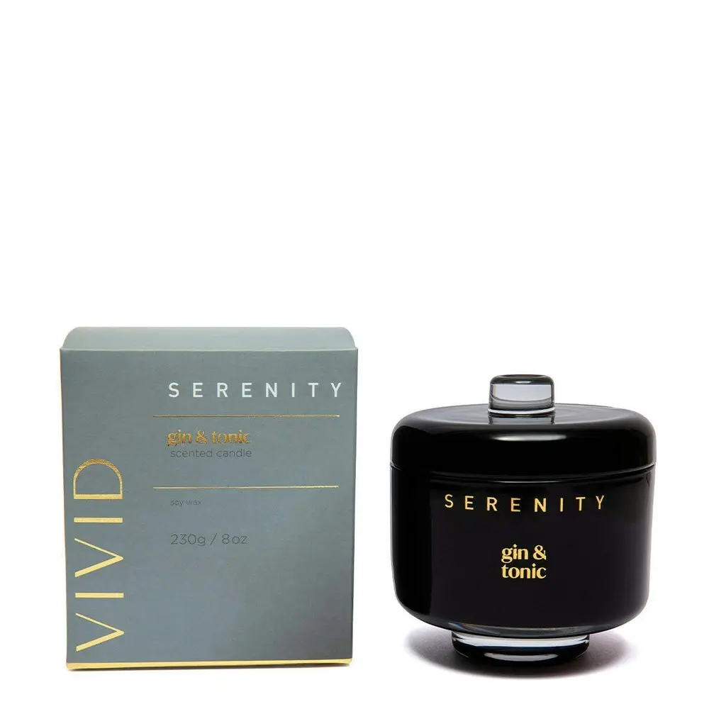 Serenity Vivid 230g Scented Soy Wax Candle Home Room Decor Fragrance Gin & Tonic