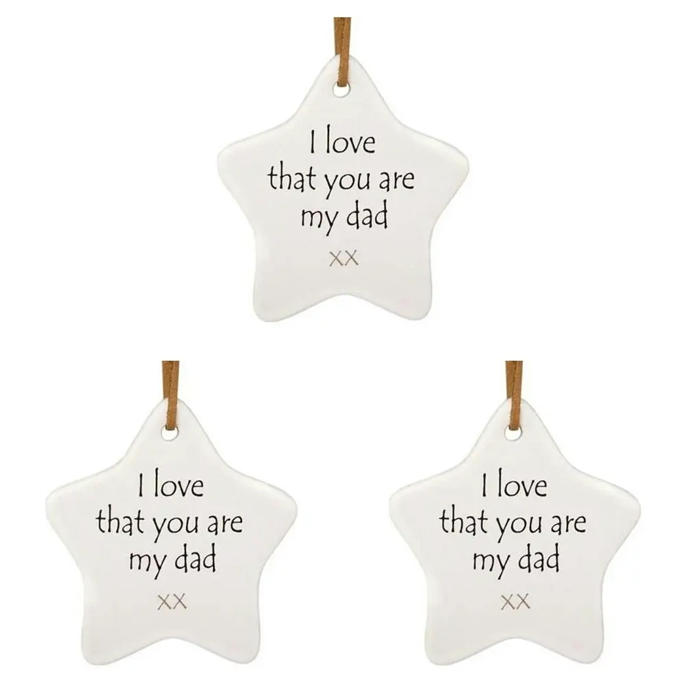 3x Ceramic Hanging 8x9cm Star My Dad w/ Hanger Ornament Home/Office Room Decor