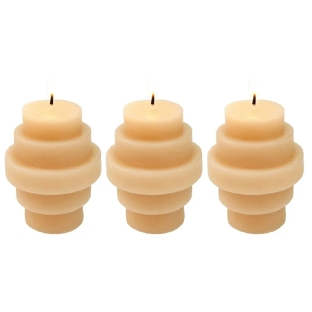 3x Urban Stacked 6cm Vanilla Scented Candle Home Fragrance Tabletop Decor Honey