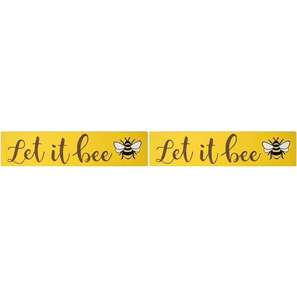 2x LVD 30cm MDF Let It Bee Sign Wall/Door Hanging Home Decor Plaque Display