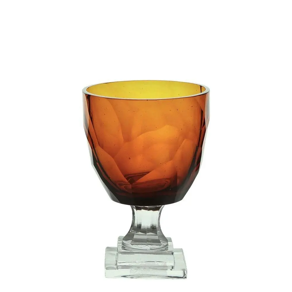 Belle Slyce Amber Glass Urn Flower Vase Small 17cm Plant Holder Decor Orange