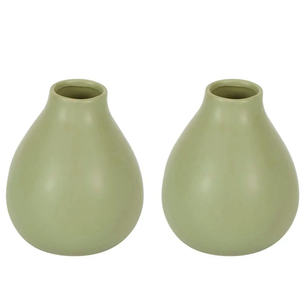 2x Belle Freyja Bud Stoneware Flower Vase Large 18.5cm Plant Holder Decor Green