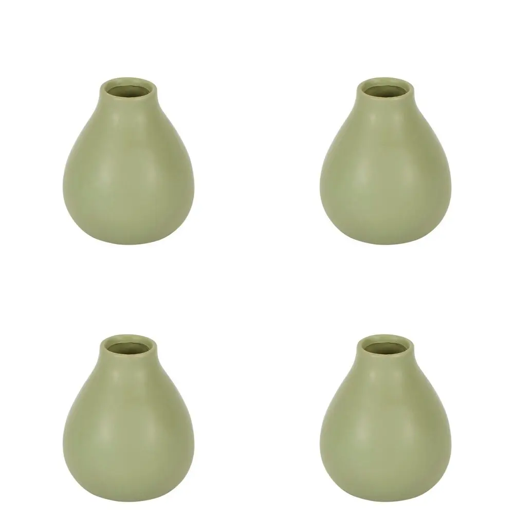 4x Belle Freyja Bud Stoneware Flower Vase Sml 13cm Plant Holder Accent Green