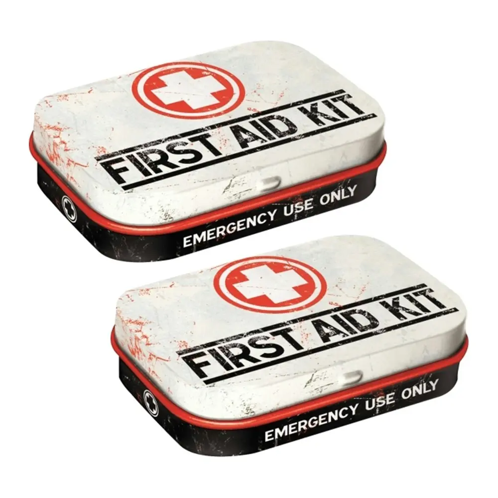 2x Nostalgic Art Mint Box 6cm Metal Tin First Aid Kit Fresh Breath Candy Mints