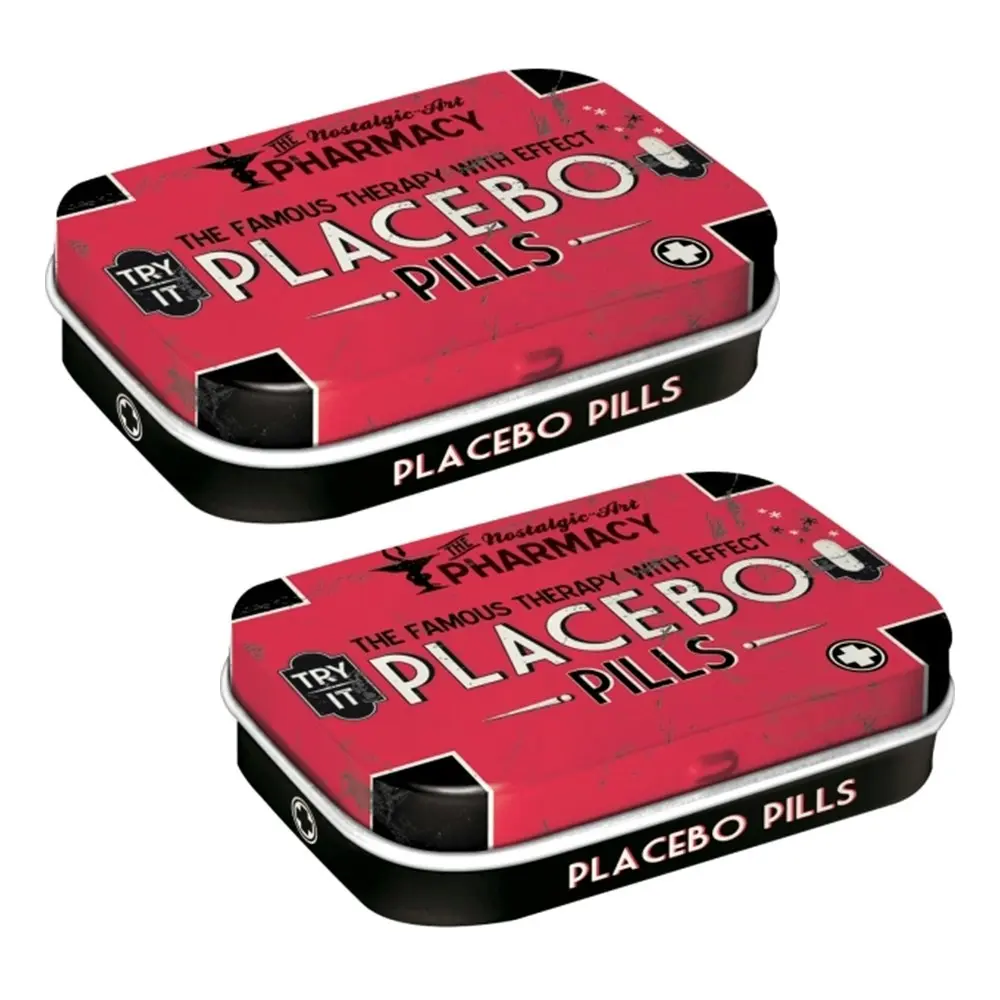 2x Nostalgic Art Mint Box 6cm Metal Tin Placebo Pills Fresh Breath Candy Mints