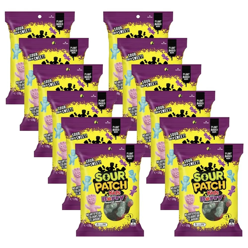 12pc Sour Patch Kids Berry 170g Sweets Confectionery Gummy Lollies Candy