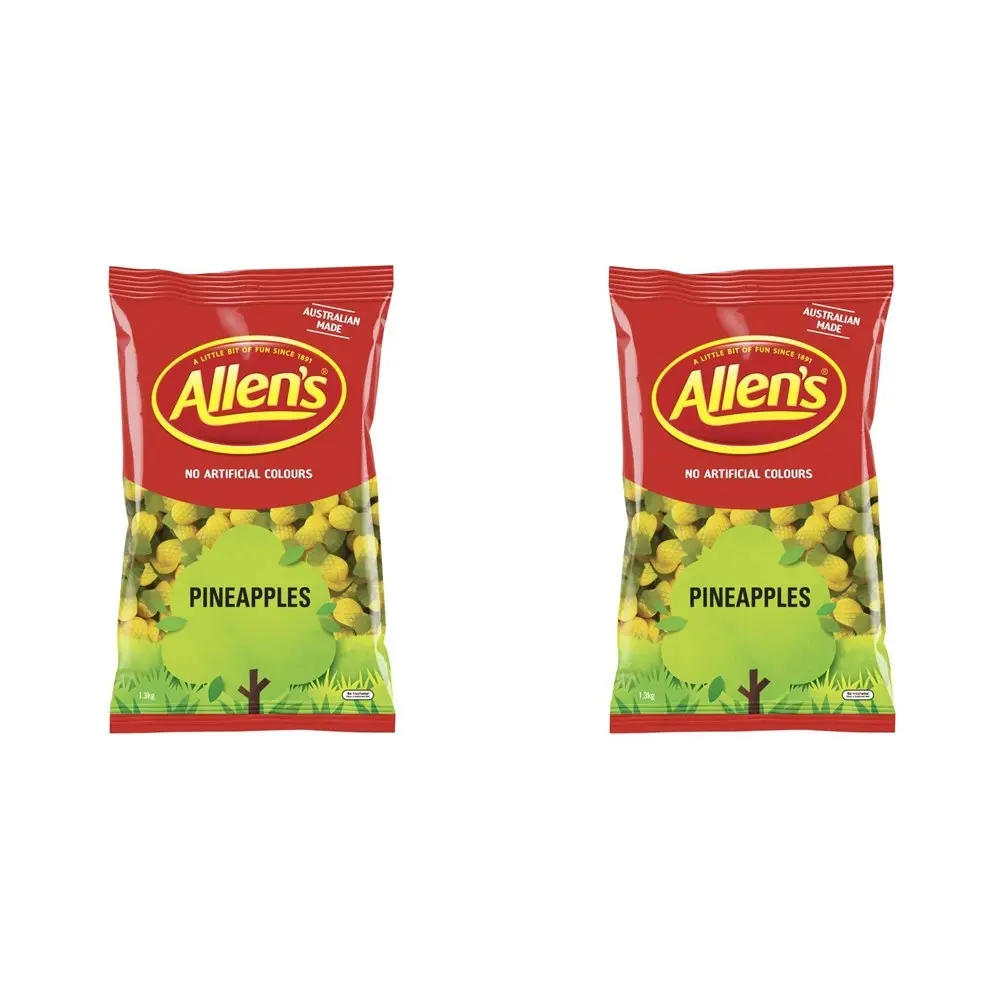 2x Allens Pineapples Large Soft Chew Confectionery Lolly/Candy Bag Sweets 1.3kg