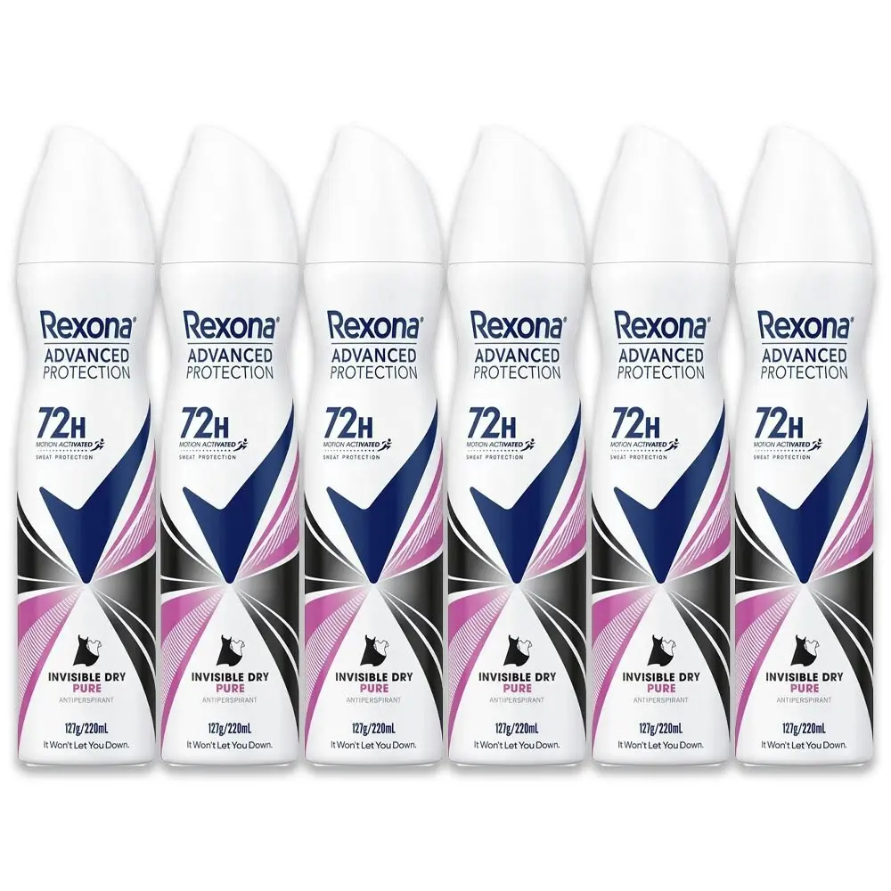 6pc Rexona Women's Advanced Protection Invisible Pure Antiperspirant 220ml