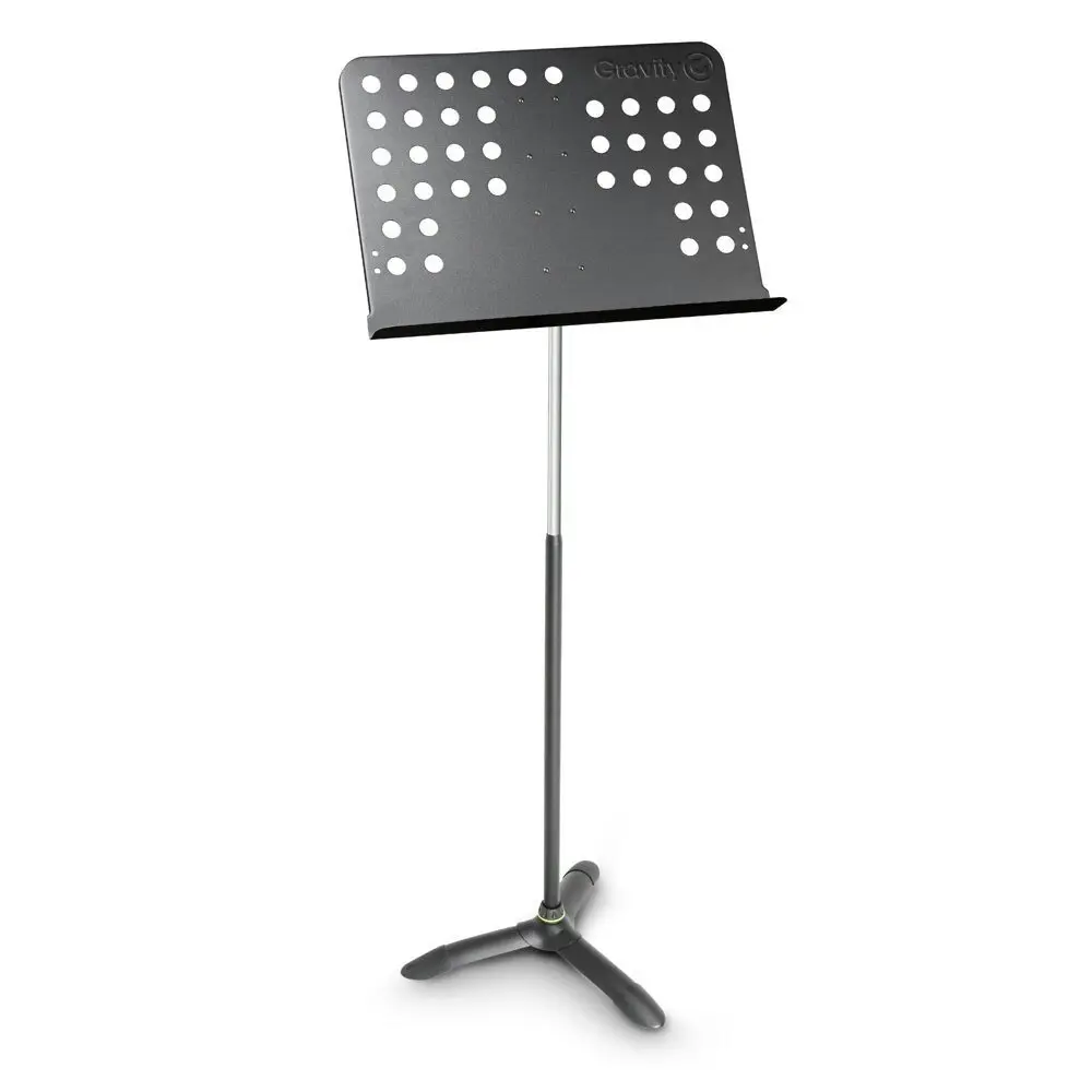 Gravity NSORC2L Orchestra Tall 150cm Music Stand w/ Perforated Steel Desk Black