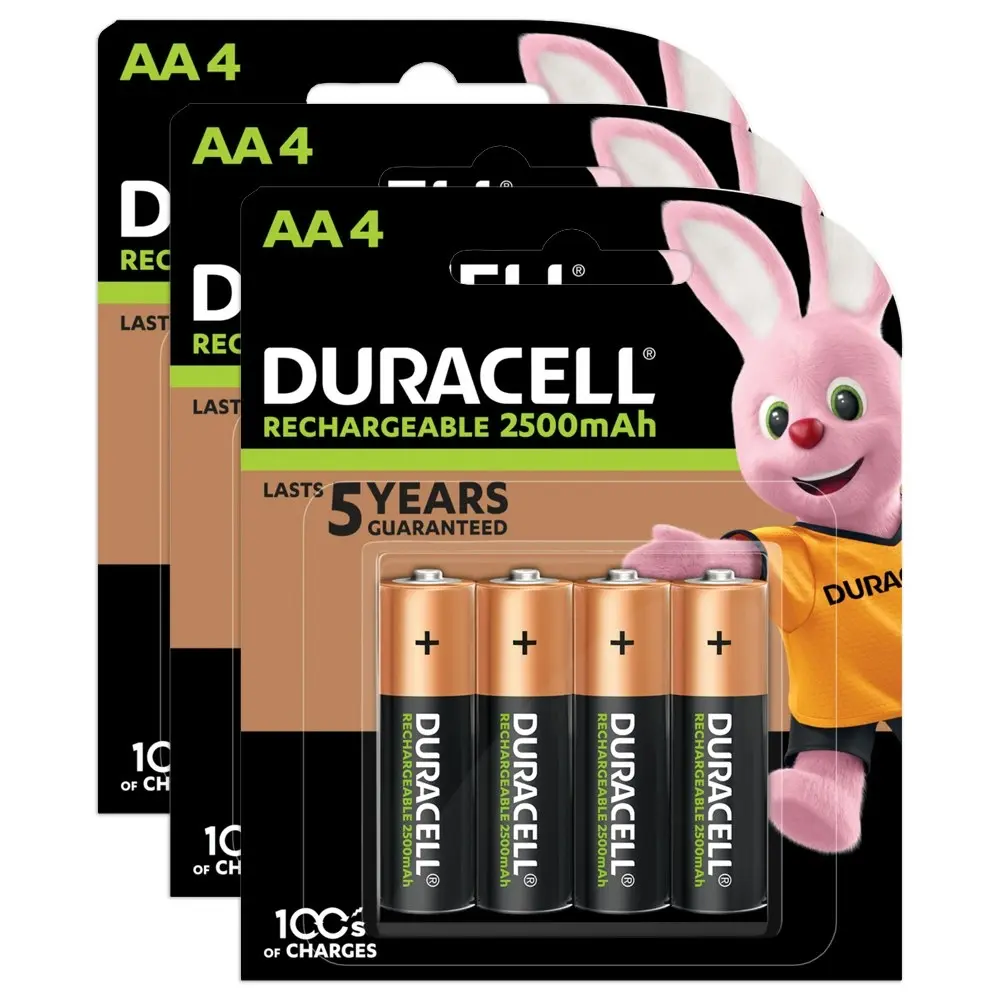 3x 4pc Duracell Rechargeable AA Ion Battery Pack Ni-MH 900mAh Reusable Batteries