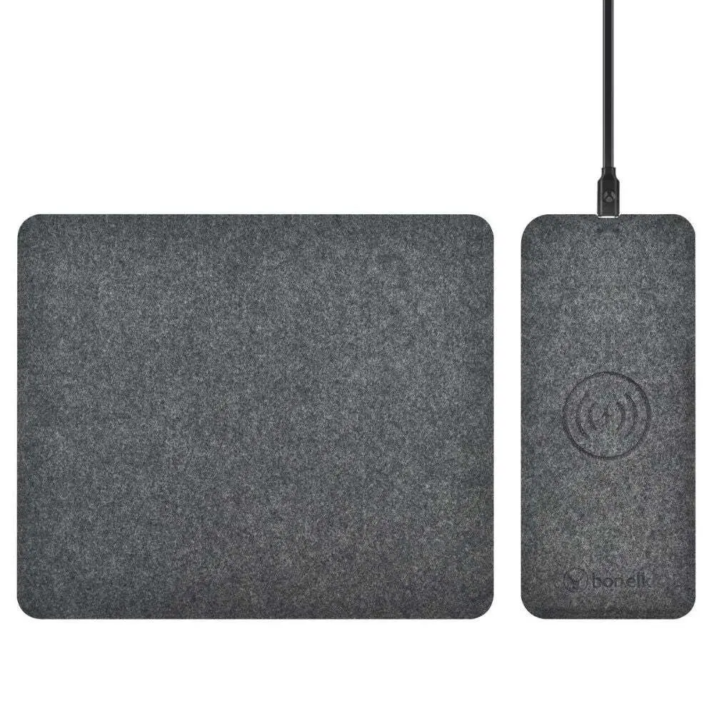 Bonelk Split Qi Wireless Charging Mouse Mat 37cm For iPhone 15/Samsung S24 Grey