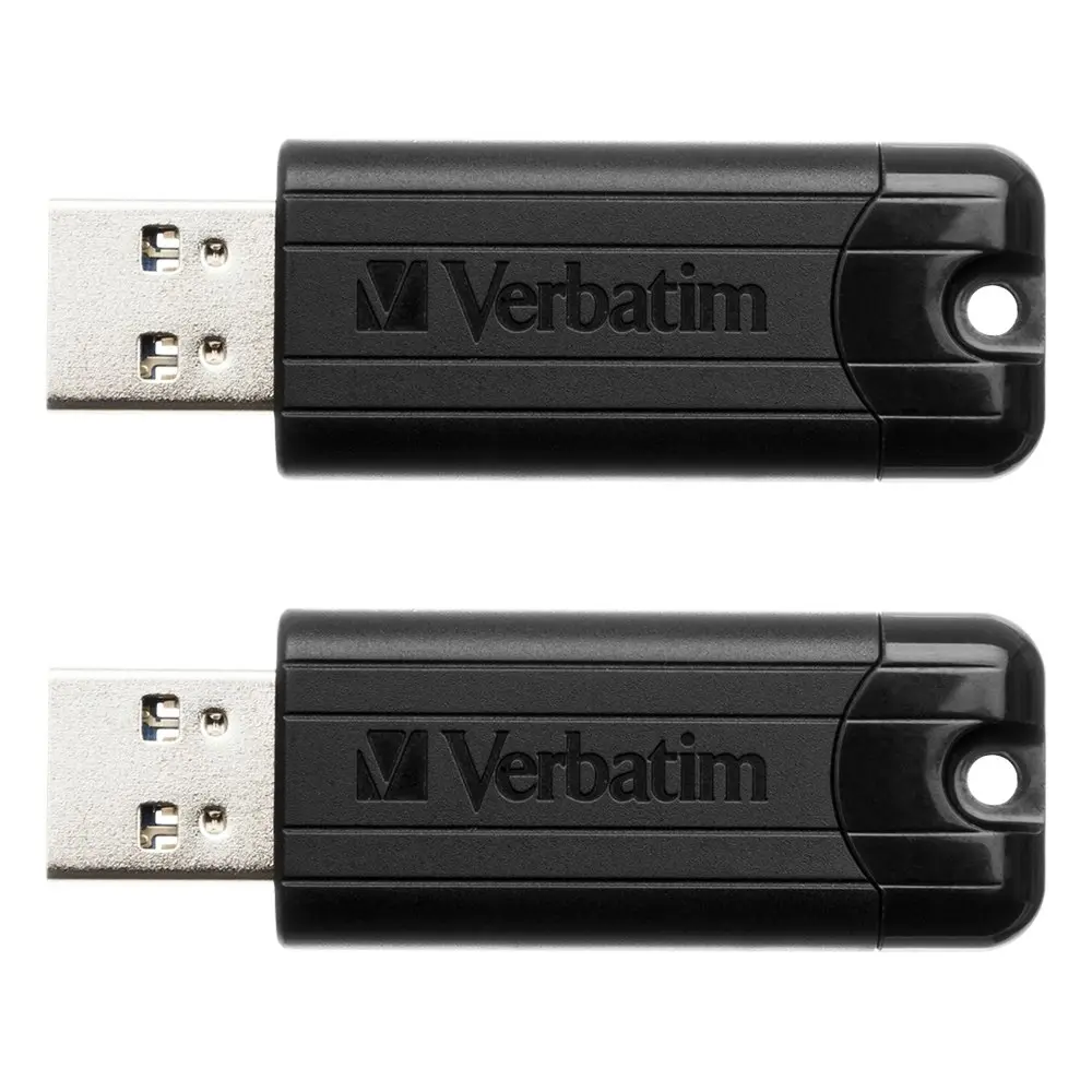 2PK Verbatim Pinstripe Microban 32GB USB 3.0 Memory Stick Drive f/ PC/Laptop Blk