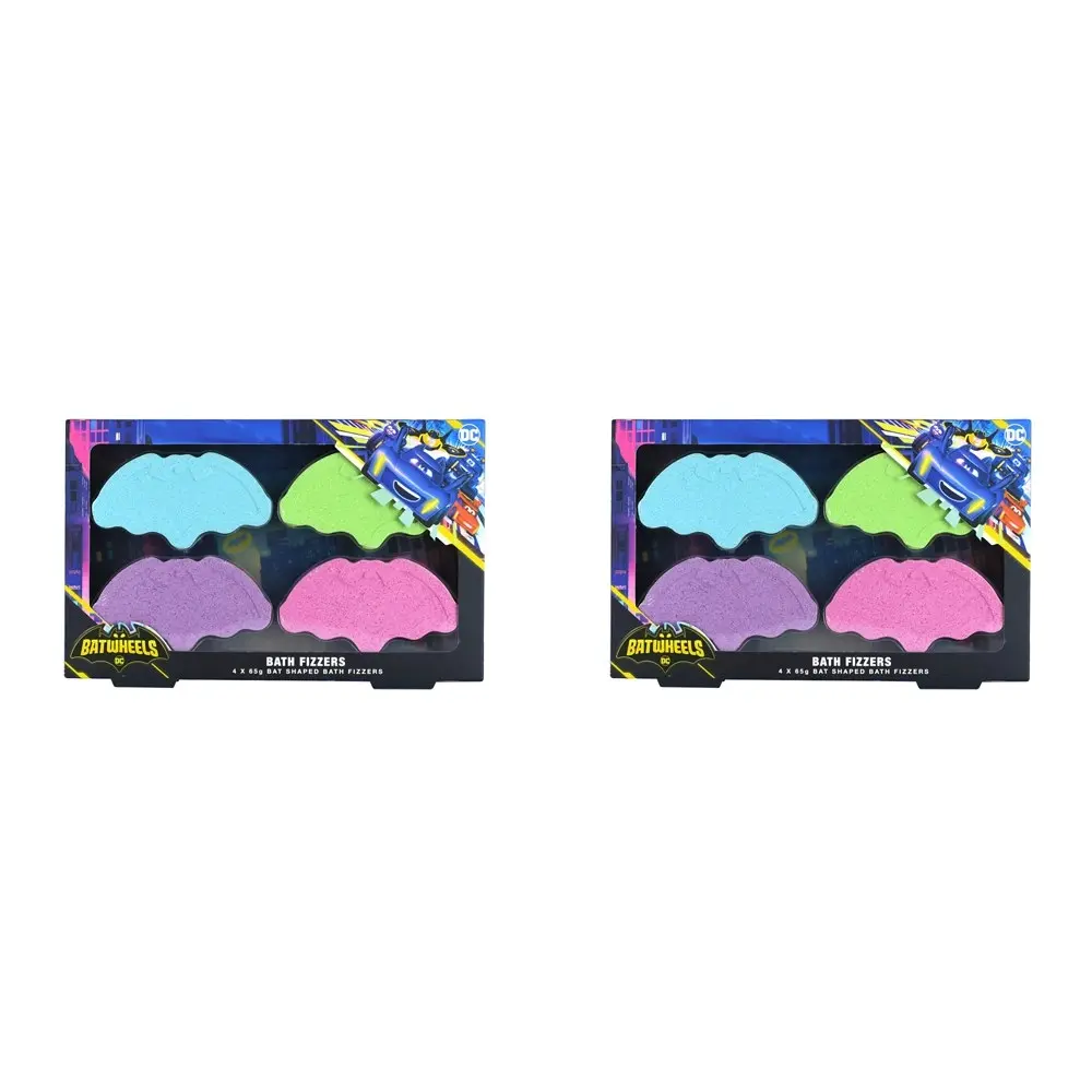 2x 4pc DC Batwheels 65g Bat Shaped Kids/Childrens Bath Fizzers Foaming Bomb 6y+